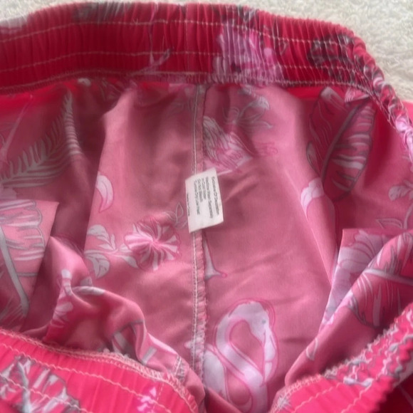 J. Ver Men’s Pink Flamingo Swim Trunks Shorts Tropical Floral XL Elastic Waist - Picture 8 of 12